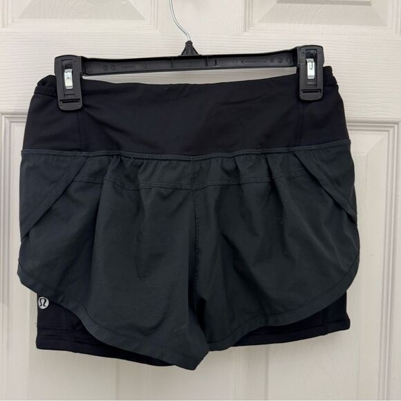Lululemon Women’s Speed Up Running Shorts Size 4 Black Lined Biker Drawstring - Picture 2 of 5